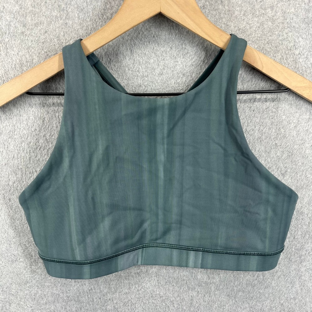 Lululemon Free To Be Serene Bra High Neck Women 10 Green Strappy Yoga EUC